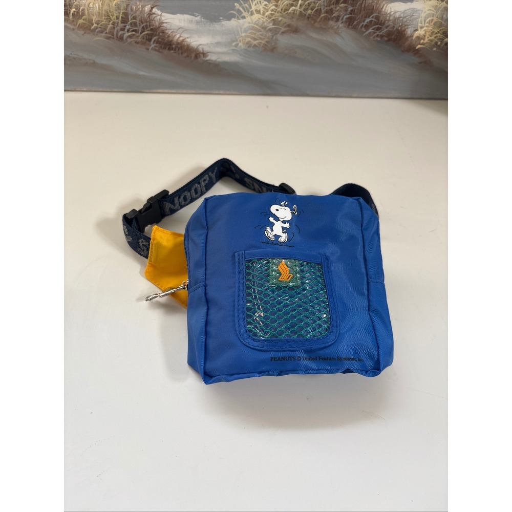 Snoopy Peanuts Singapore Airlines Fanny Pack Blue Yellow Waist Bag Travel Pouch